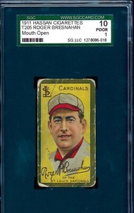 1911 T205 Hassan Cigarettes Roger Bresnahan SGC 1 **HOF** Mouth Open