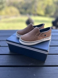 Nautica Boys Slip On Dress Shoe Toddler Size 8 Leather Brown Gently Used - Picture 1 of 5