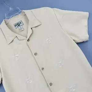 Camisa de campamento hawaiana Aloha bordada Caribbean Soul para hombre mediana con botones delanteros - Imagen 1 de 15