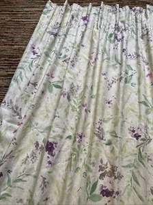 DUNELM Curtains Botanical Meadow PAIR W66" x D54" Linen Style Floral Ribbon Trim - Picture 1 of 14