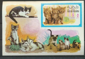 Ras Al Khaima CATS and Kittens Mint Never Hinged Souvenir Sheet Buy Lowest Price - Picture 1 of 1