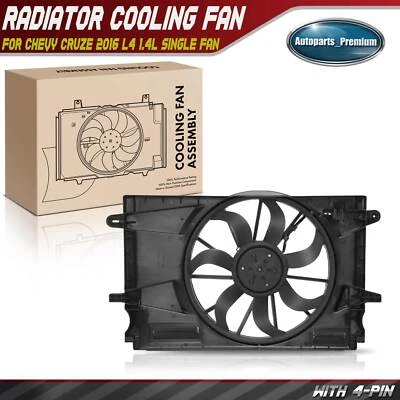Single Engine Radiator Cooling Fan w/ Shroud Assembly for Chevy Cruze 2016 1.4L Foto 1 de 4