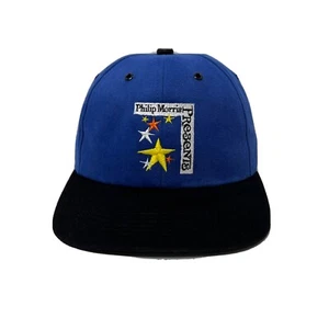 Cappello berretto baseball vintage Philip Morris blu nero Bill strap posteriore - Foto 1 di 6