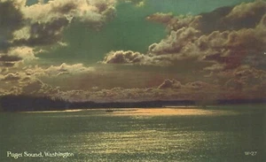 Tarjeta postal Moonlight on Puget Sound Clouds Washington Edward H Mitchell - Imagen 1 de 2