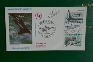 SPM/SAINT PIERRE ET MIQUELON FDC 'MARINE MAMMALS' JANUARY 24TH,2001 SIGNED - Picture 1 of 1