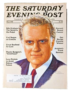 Saturday Evening Post 1986 - Billy Graham Evangelist Carl Sagan Plastic Surgery - Picture 1 of 8