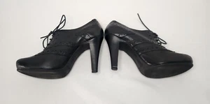 Black Oxford 4" High Heels Size 8M Upper Leather Gianni Bini - Picture 1 of 17