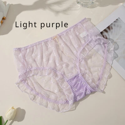 Taglie Forti Donna Pizzo a Rete a Balze Slip Mutandine Intimo Elastico Lingerie - Immagine 1 di 4