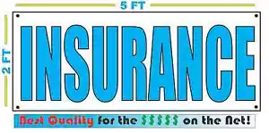 INSURANCE Blue Banner Sign Auto Boat Home Business 2x5 - Picture 1 of 4