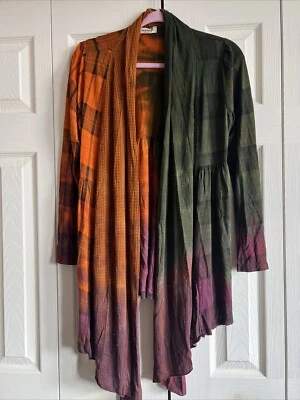 Cárdigan a Cuadros One World Ligero Naranja/Verde/Púrpura Talla M Foto 1 de 4