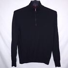 Brooks Brothers Sweater Mens Large Black Merino Wool 1/4 Zip Italian Yarn Preppy