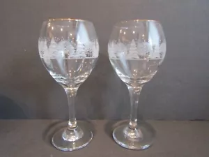 Arbys Libbey ALBERI INNEVATI Set di 2 calici da vino scena invernale bordo oro 7,75 - Foto 1 di 5
