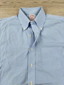 Brooks Brothers Shirt Men 15.5-33 Blue Non Iron Supima Button Up Oxford Madison - Picture 1 of 11