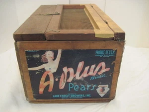 OLD WOOD A-PLUS BRAND PEAR WENOKA PEAR CHIEF CRATE BOX RABBIT CAGE SOLID - Picture 1 of 8