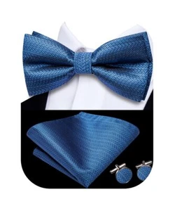 Pre-Tied Bowties for Men Silk Bow Ties and Pocket Square Cufflinks Set Mens W... - Picture 1 of 6