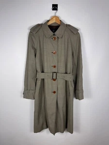 Aquascutum Women's Vintage Belted Trench Coat Check Pattern Jacket Size 10Reg - Picture 1 of 10