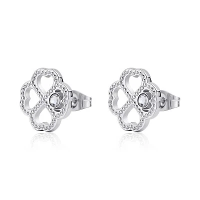 S'AGAPO LUCKY LIGHT ORECCHINI IN ACCIAIO A BOTTONE QUADRIFOGLIO SKT51 (3432) - Immagine 1 di 4