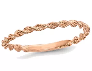 Anello donna in corda intrecciata lucida oro rosa 14 kt con anello - Foto 1 di 4