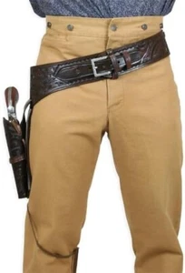 Gun Holster Belt Revolver Pistol Leather Tooled .22 .35/357 .44/45 Cal Western - Picture 1 of 6