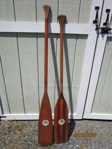 Lot of 2 Vtg Charles L Sommers Wilderness Canoe Base B.S.A. Paddles 56" & 59" - Picture 1 of 5