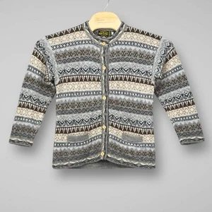 American South Side Cardigan Womens Small Gray Alpaca Wool Fair Isle Sweater - Imagen 1 de 11