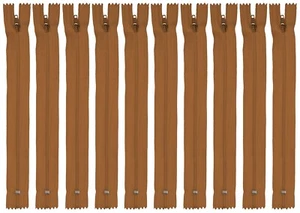 Reißverschluss Set: 10 Reißverschlüsse, 22 cm lang, nicht teilbar, braun - Bild 1 von 6