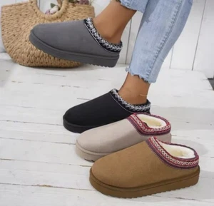 New Fashion Fluffy Platform Slippers for Women 2024 Winter Plush Warm Shoes - Picture 1 of 4