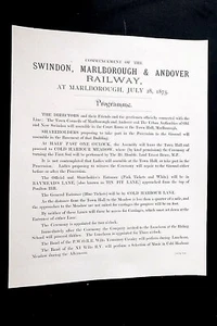 COMMENCEMENT OF THE SWINDON, MARLBOROUGH & ANDOVER RAILWAY PROGRAMME JULY 1875 - Picture 1 of 3