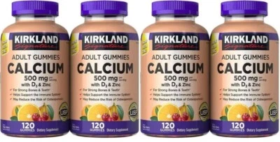 PACK de 4 gomitas Kirkland Signature Calcio 500 mg con D3, 240 adultos Foto 1 de 4