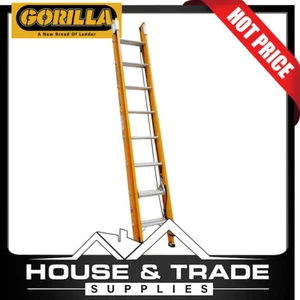 Gorilla Extension Ladder 130kg Fiberglass 2.4-3.9m INSULATED FEL8/13-I - Picture 1 of 2