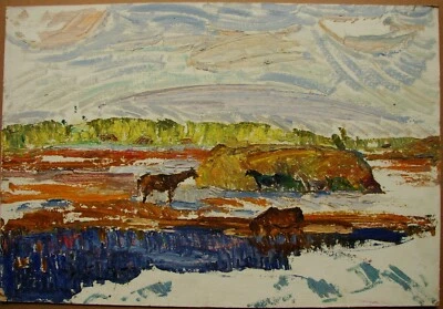 乌克兰苏联苏联油画印象派风景马干草堆天空 — 第 1/4 张图片