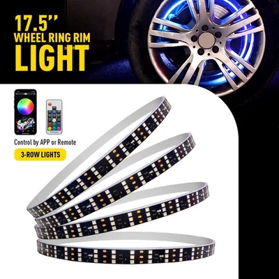 4X Luces LED de anillo de rueda de llanta de doble lado de 17,5"" con señal de giro y función de frenado Foto 1 de 4