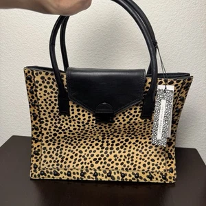 Loeffler Randall Handbag Junior Work Tote Animal Print Calfskin Leather - Picture 1 of 11