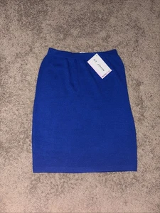 Falda St. John By Marie Gris Noche Santana Tejida Lápiz Azul Talla 6 Nueva con Etiquetas - Imagen 1 de 9