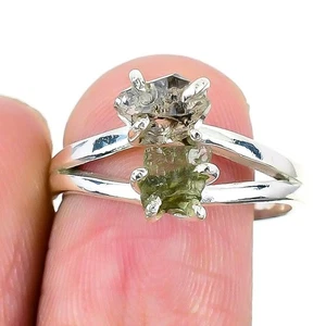 Moldavite Quartz Gemstone Mother Cluster Anniversary New Ring Jewelry 925 Silver - Picture 1 of 7
