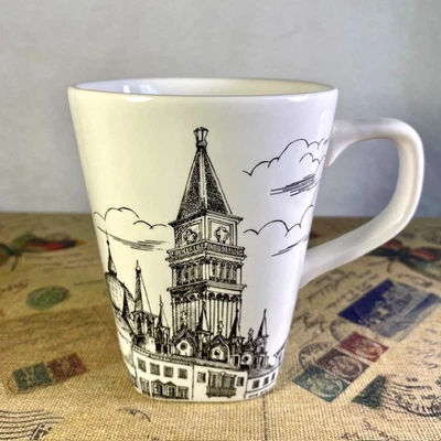 222 FIFTH City Scenes VENICE Tapered  Black & White Mug Coffee Fine China 12 oz - Image 1 of 4