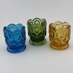 3 soportes de palillo de dientes vintage L. E. Smith luna y estrellas verde, dorado y azul - Imagen 1 de 7