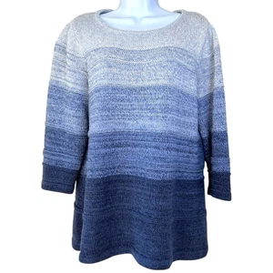 Vintage LL Bean Roll Neck Knit Sweater Blue Ombre Size XL Outdoors Cabincore - Picture 1 of 8