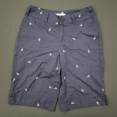 Pantalones Cortos Merona Para Mujer 4 Bermudas Chino Tiro Medio Ancla Náutica 12" Entrepierna Gris Foto 1 de 4