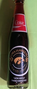 Iowa Hawkeyes 1981 Big Ten Champion, ciotola rosa 1982, bottiglia di coca cola sigillata - Foto 1 di 2