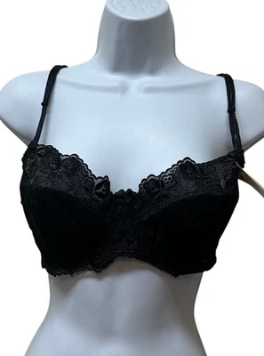 Sujetador push up vintage Bali negro encaje deseo nailon bala demi talla 36C NUEVO NOS Foto 1 de 4