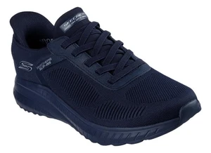 Skechers Bobs Squad Chaos Solid Step Mens Dark Navy Slip-Ins Casual Trainers - Picture 1 of 4