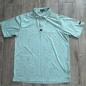 Bad Birdie Performance Golf Polo Shirt Men's 2XL Green Cactus Scottsdale EUC - Picture 1 of 12