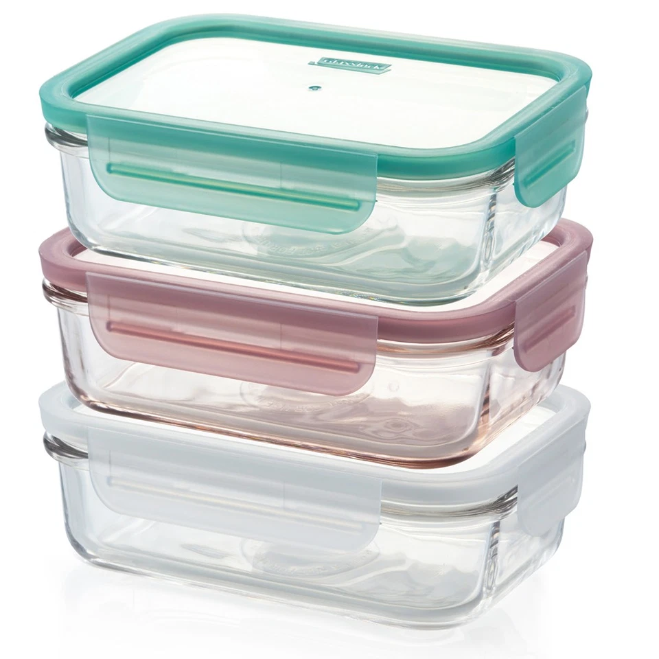 NUEVO Juego de 3 piezas de vidrio templado rectangular Glasslock 710 ml Foto 1 de 1