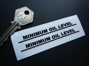 NIVEL MÍNIMO DE ACEITE Pegatinas Negras y Transparentes 90mm Par Indicador Bicicleta Moto Tanque - Imagen 1 de 1