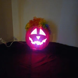 Tredmaster 1995 Clown Wig Jack-O-Lantern Halloween Light Up Pumpkin Tested - Picture 1 of 20