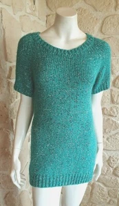 Pull/tunique vert neuf marque Athé taille 1 avec laine et alpaga (to) - Imagen 1 de 3