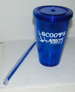 NEW Stranger Things Netflix Scoop's Away Hard Plastic Tumbler w/ Original Straw - Picture 1 of 4