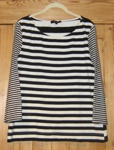 JAEGER BLACK AND WHITE STRIPED STRETCH TOP - SIZE LARGE - CHEST 43"-45" - VGC - Picture 1 of 3