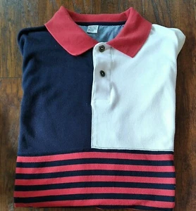 Camisa polo 100 % algodón roja blanca y azul sólida con rayas centrales talla XL - Imagen 1 de 9
